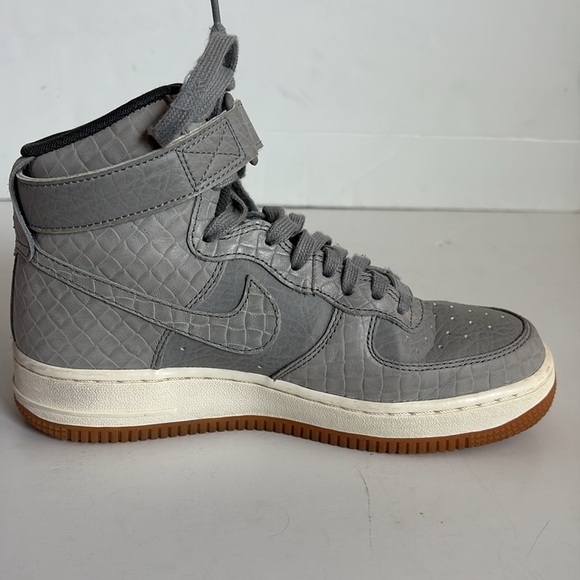 Nike AF1 Hi Premium croc embossed gray high top sneaker lace up velcro ankle - Picture 8 of 16